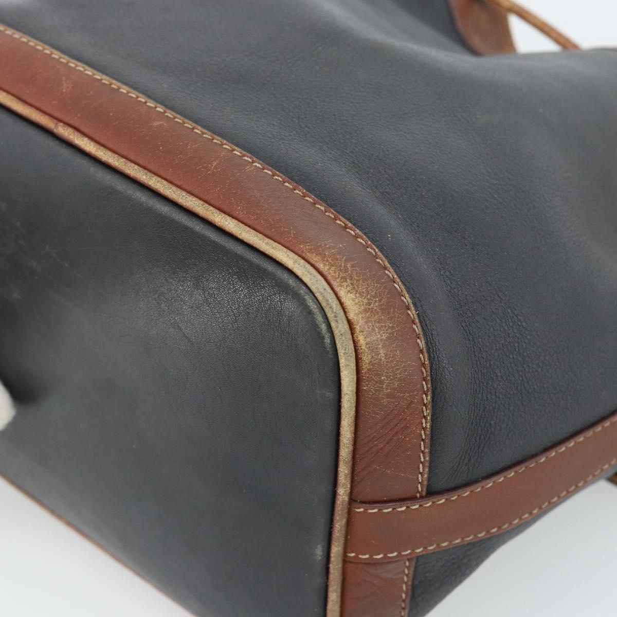 CELINE Purse Shoulder Bag Leather Black Gold Auth 185092