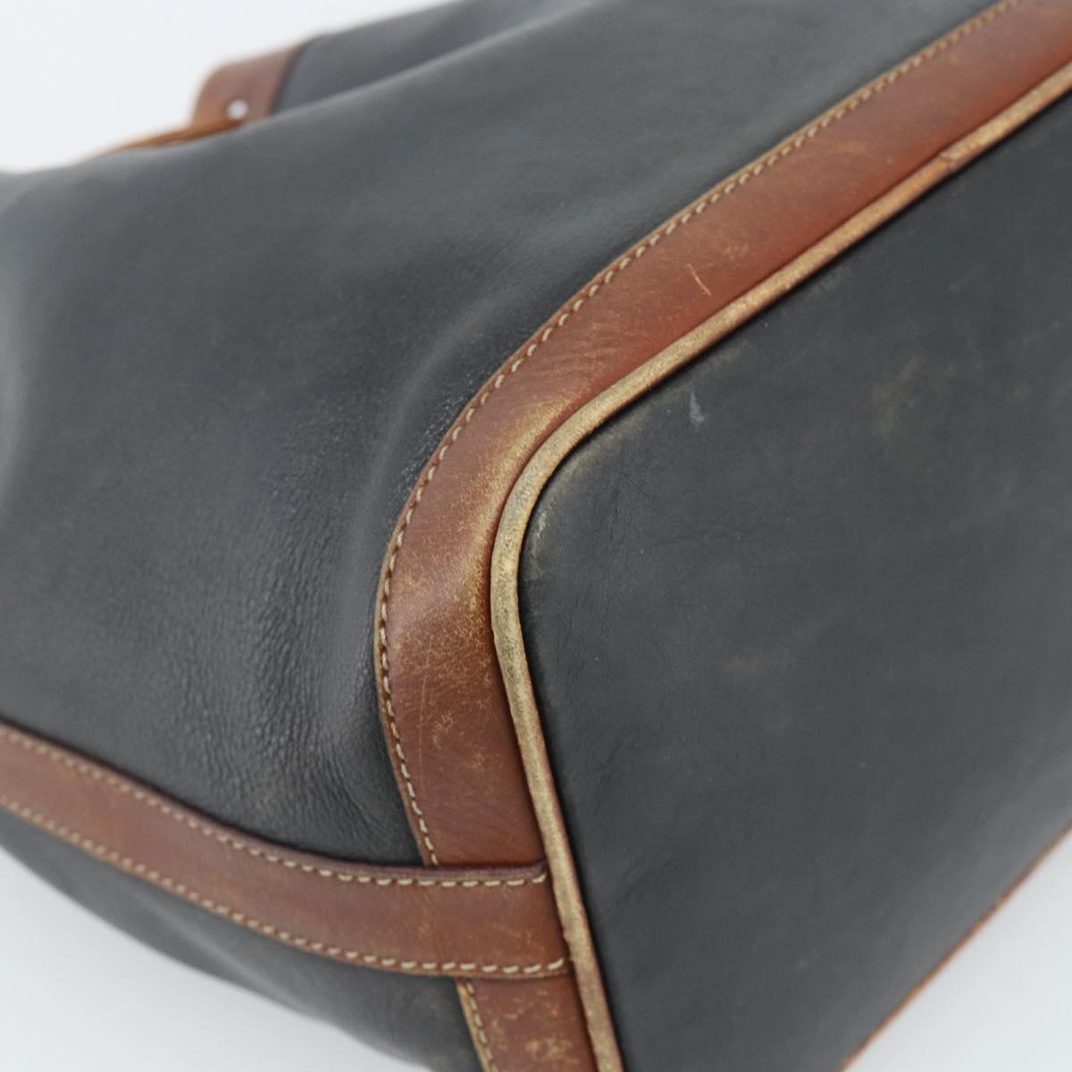 CELINE Purse Shoulder Bag Leather Black Gold Auth 185092