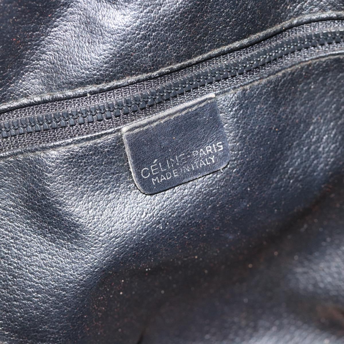 CELINE Purse Shoulder Bag Leather Black Gold Auth 185092