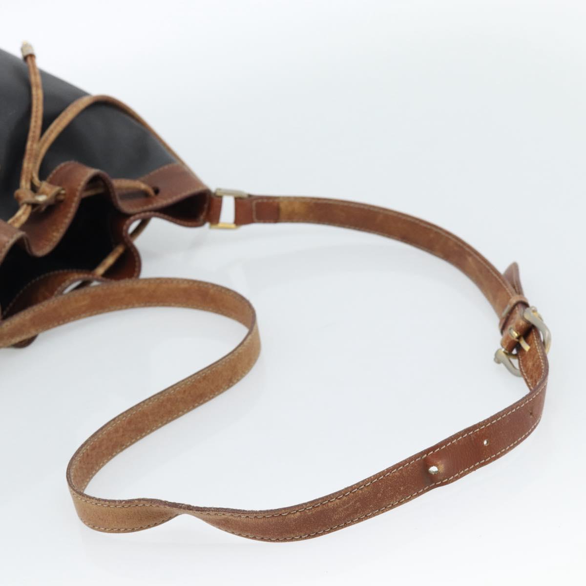 CELINE Purse Shoulder Bag Leather Black Gold Auth 185092
