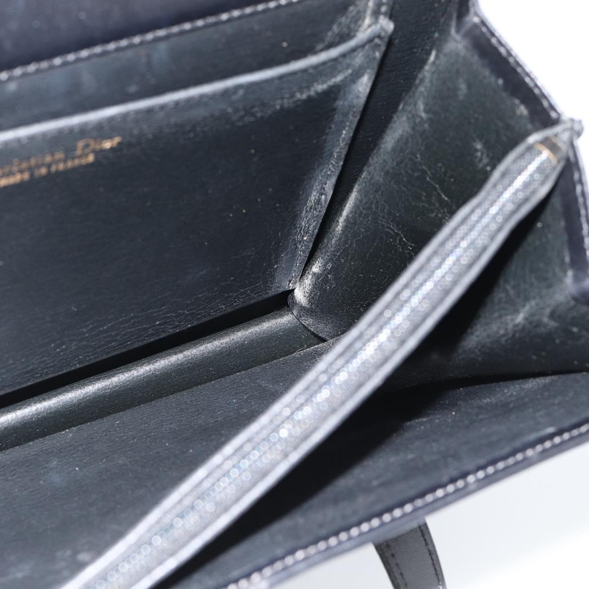 Christian Dior Hand Bag Leather Black Gold Auth 185093