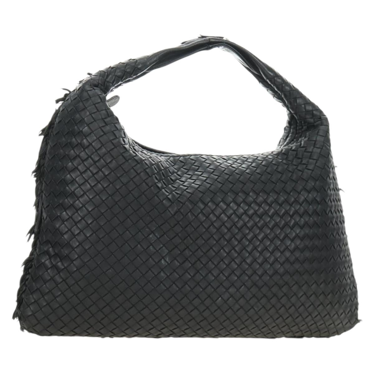 BOTTEGAVENETA INTRECCIATO Hobo Bag Leather Black Gold 115654 Auth 185094SAM
