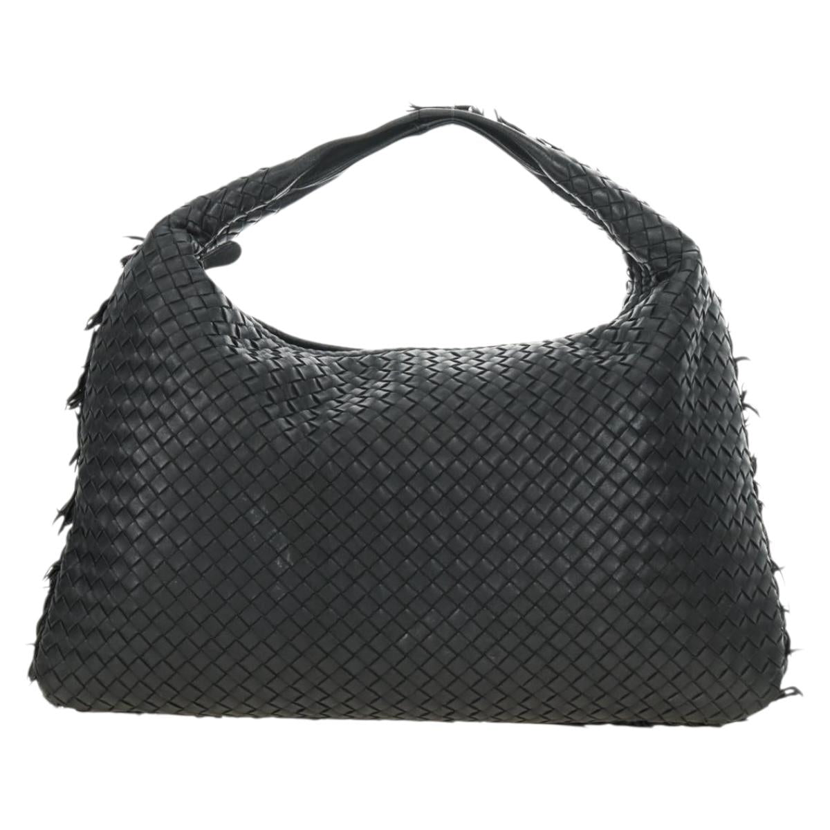 BOTTEGAVENETA INTRECCIATO Hobo Bag Leather Black Gold 115654 Auth 185094SAM