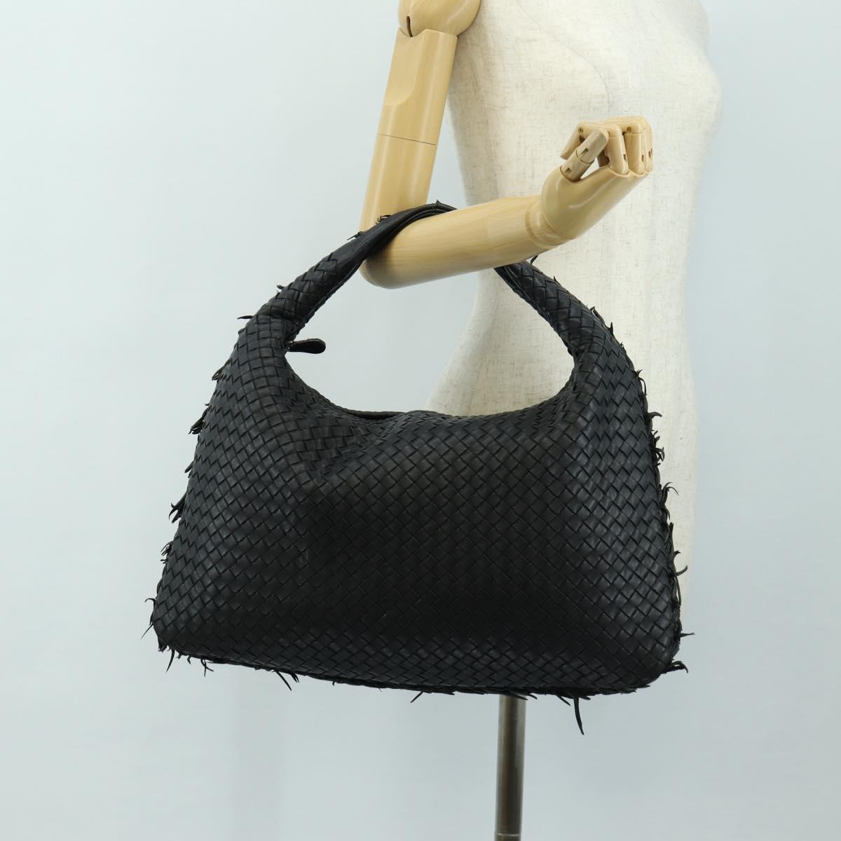 BOTTEGAVENETA INTRECCIATO Hobo Bag Leather Black Gold 115654 Auth 185094SAM
