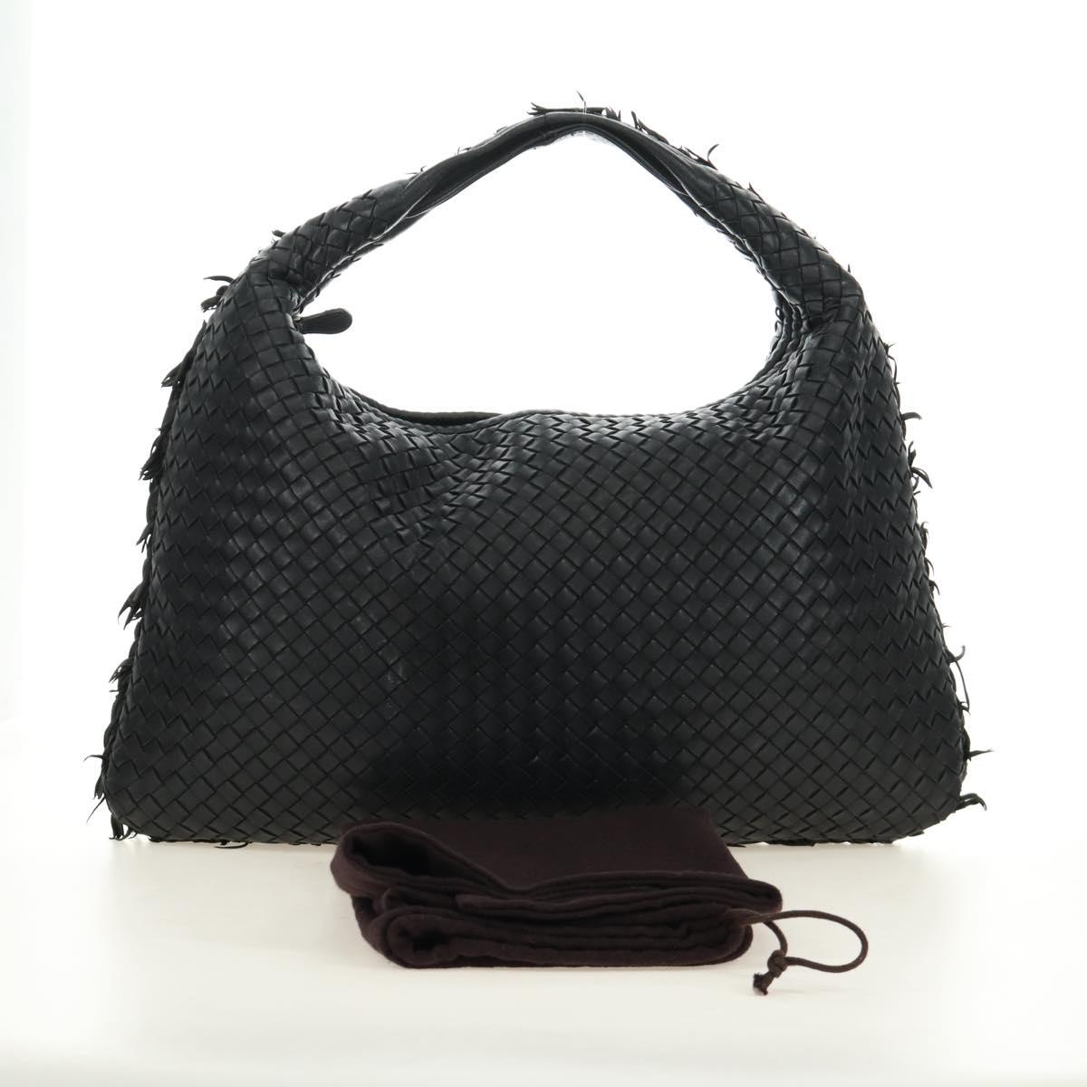 BOTTEGAVENETA INTRECCIATO Hobo Bag Leather Black Gold 115654 Auth 185094SAM