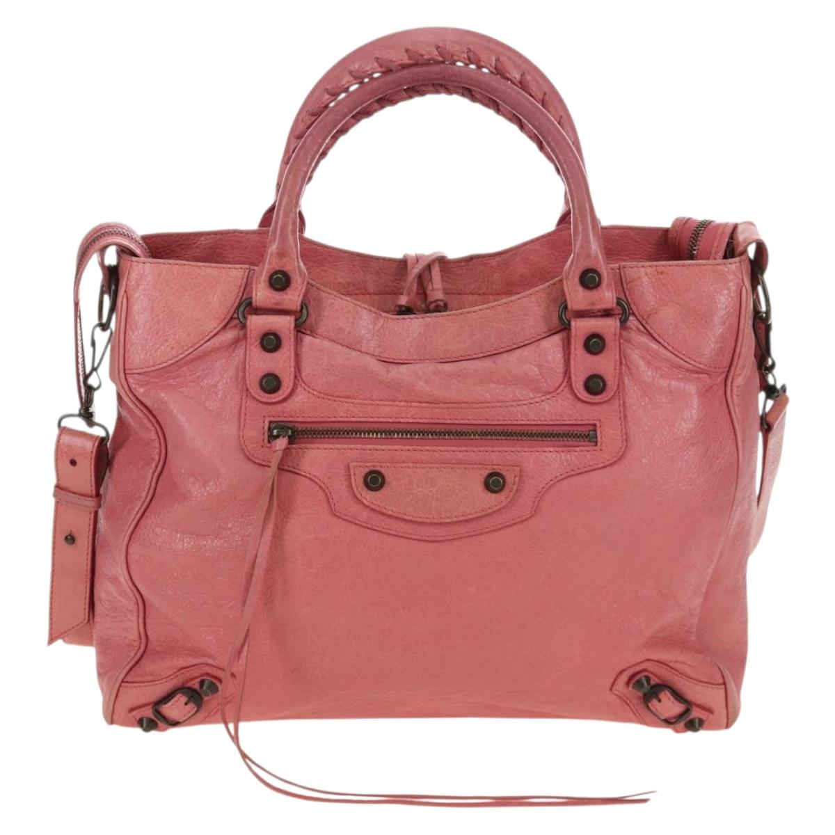 BALENCIAGA The City Hand Bag Leather 2way Pink 235216 Auth 185095M
