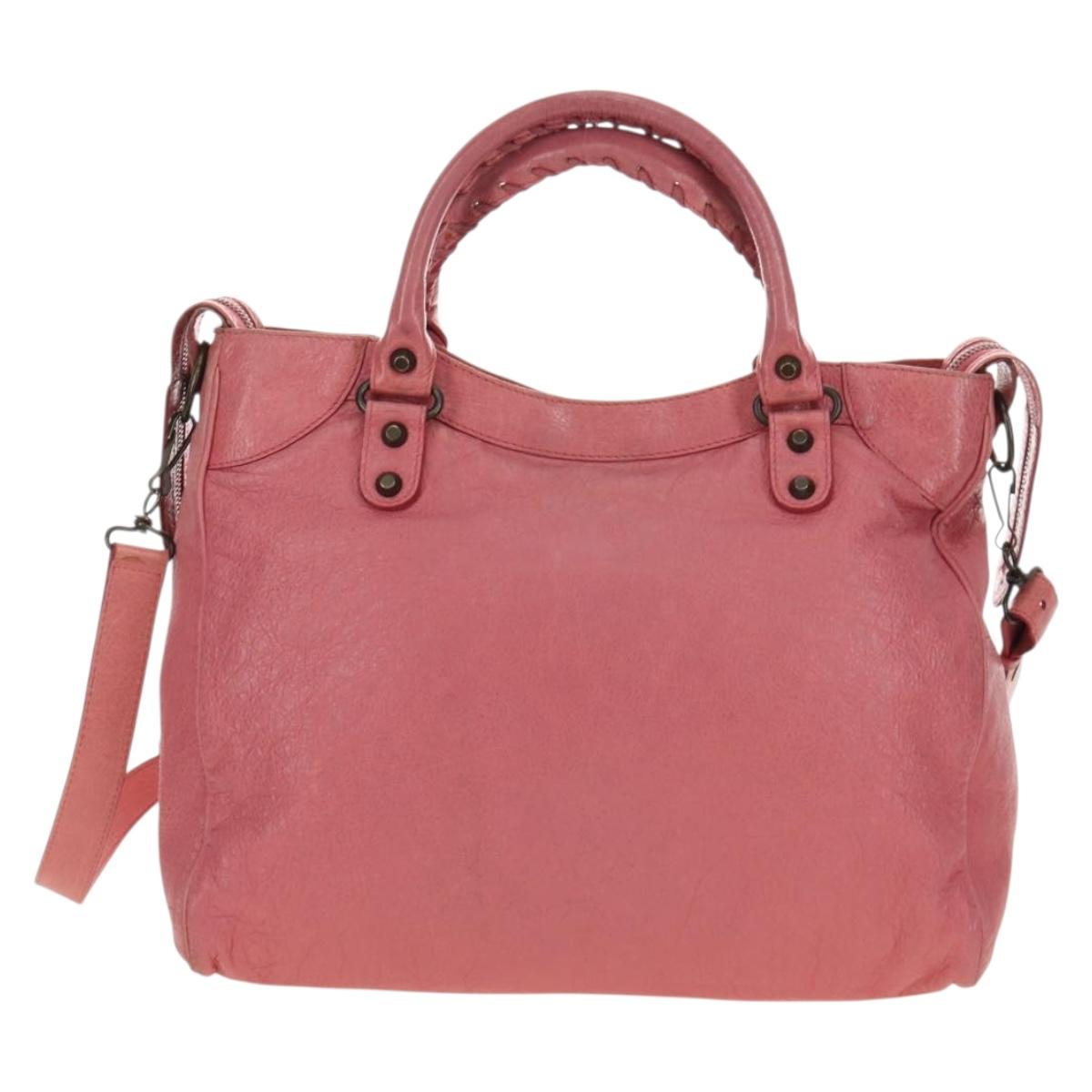 BALENCIAGA The City Hand Bag Leather 2way Pink 235216 Auth 185095M