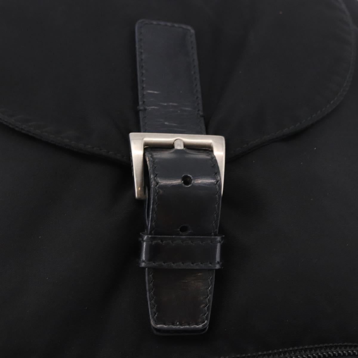 PRADA Backpack Nylon Black Silver Auth 185096