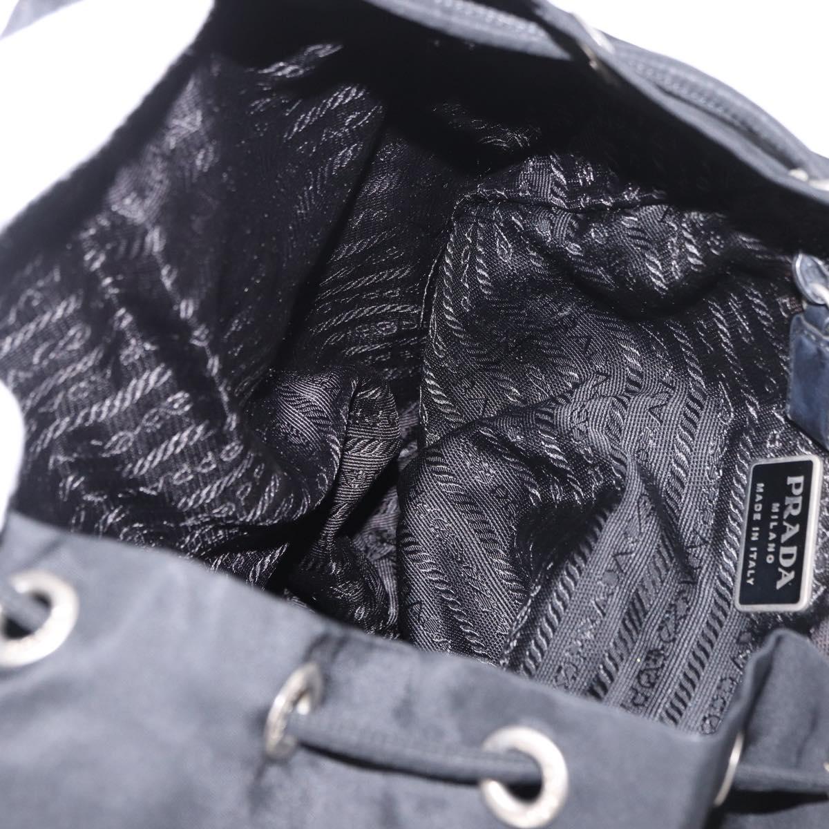 PRADA Backpack Nylon Black Silver Auth 185096