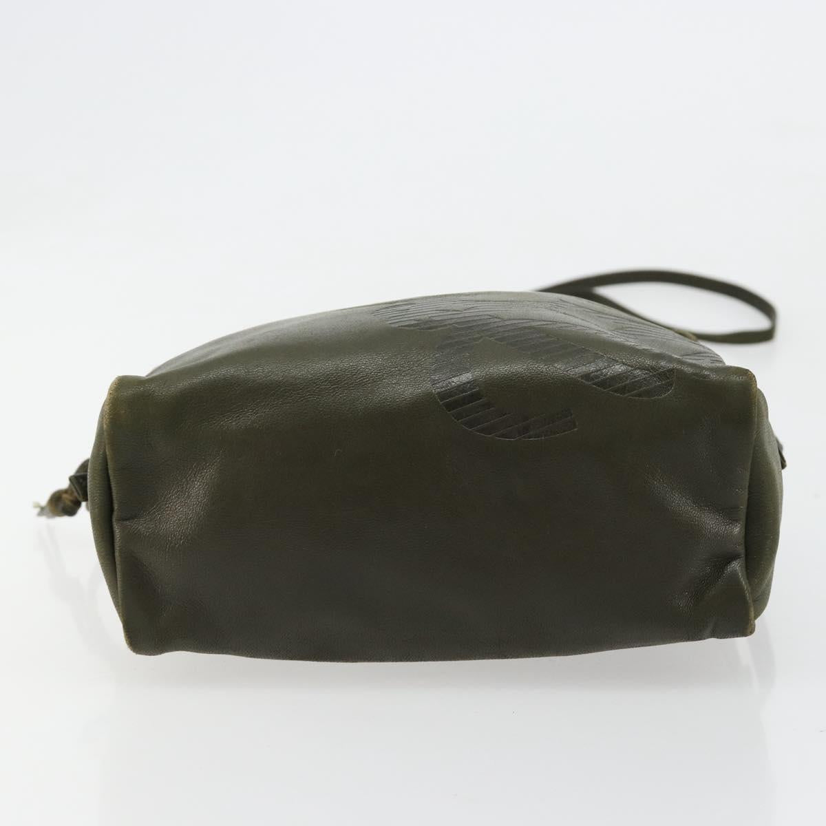 LOEWE Anagram Shoulder Bag Leather Khaki Auth 185099