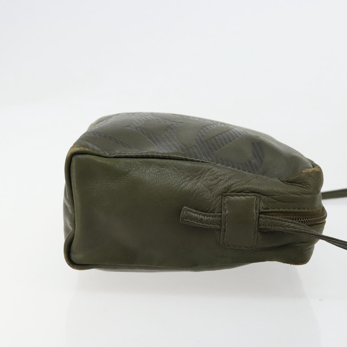 LOEWE Anagram Shoulder Bag Leather Khaki Auth 185099