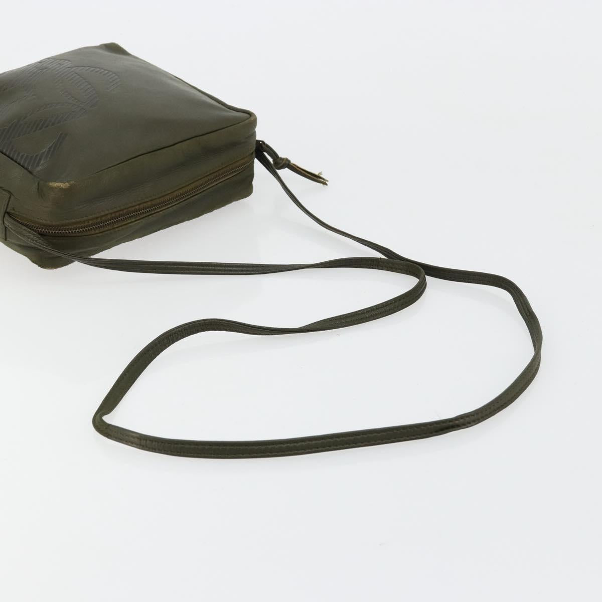LOEWE Anagram Shoulder Bag Leather Khaki Auth 185099