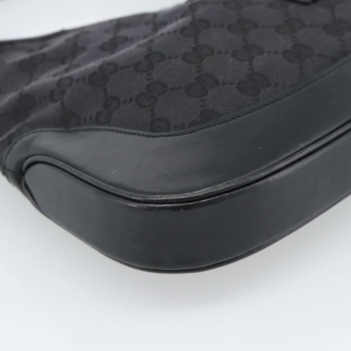 GUCCI GG Canvas Jackie Shoulder Bag Black Silver 001 3306 Auth 185100