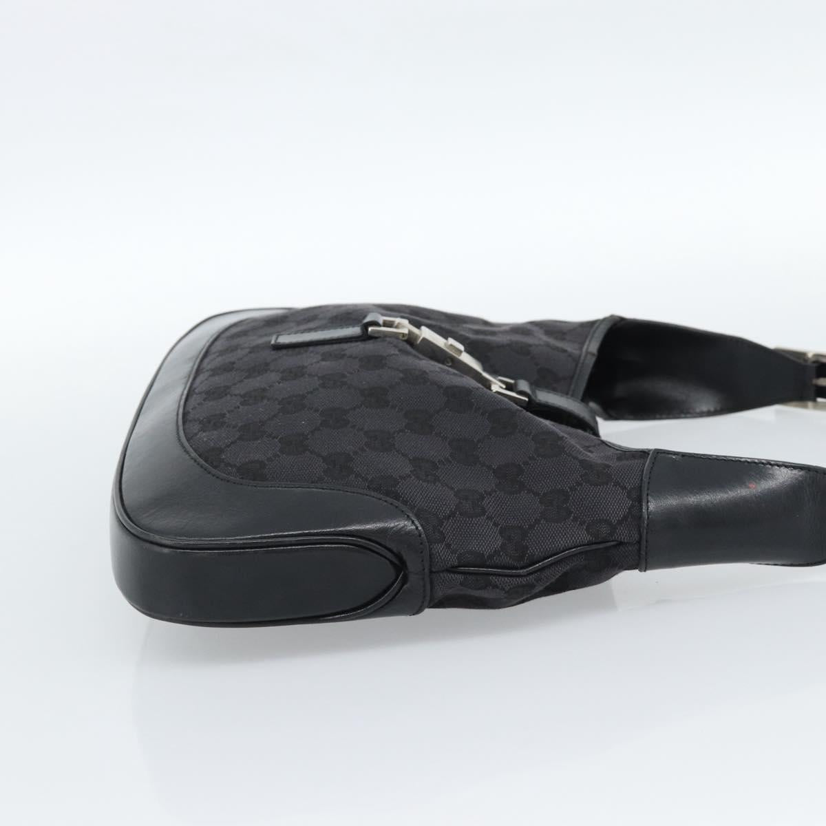 GUCCI GG Canvas Jackie Shoulder Bag Black Silver 001 3306 Auth 185100