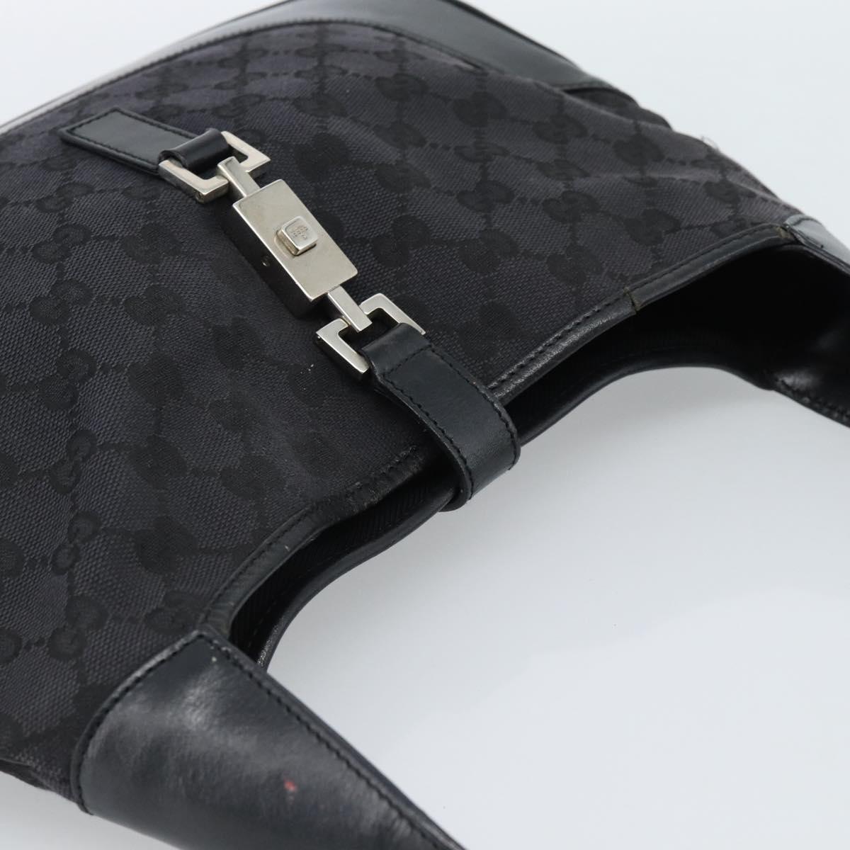 GUCCI GG Canvas Jackie Shoulder Bag Black Silver 001 3306 Auth 185100
