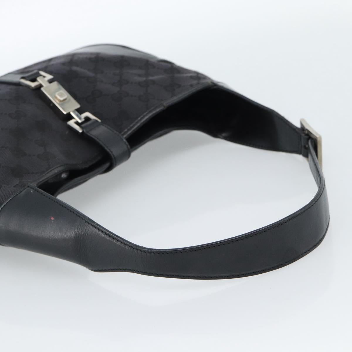 GUCCI GG Canvas Jackie Shoulder Bag Black Silver 001 3306 Auth 185100