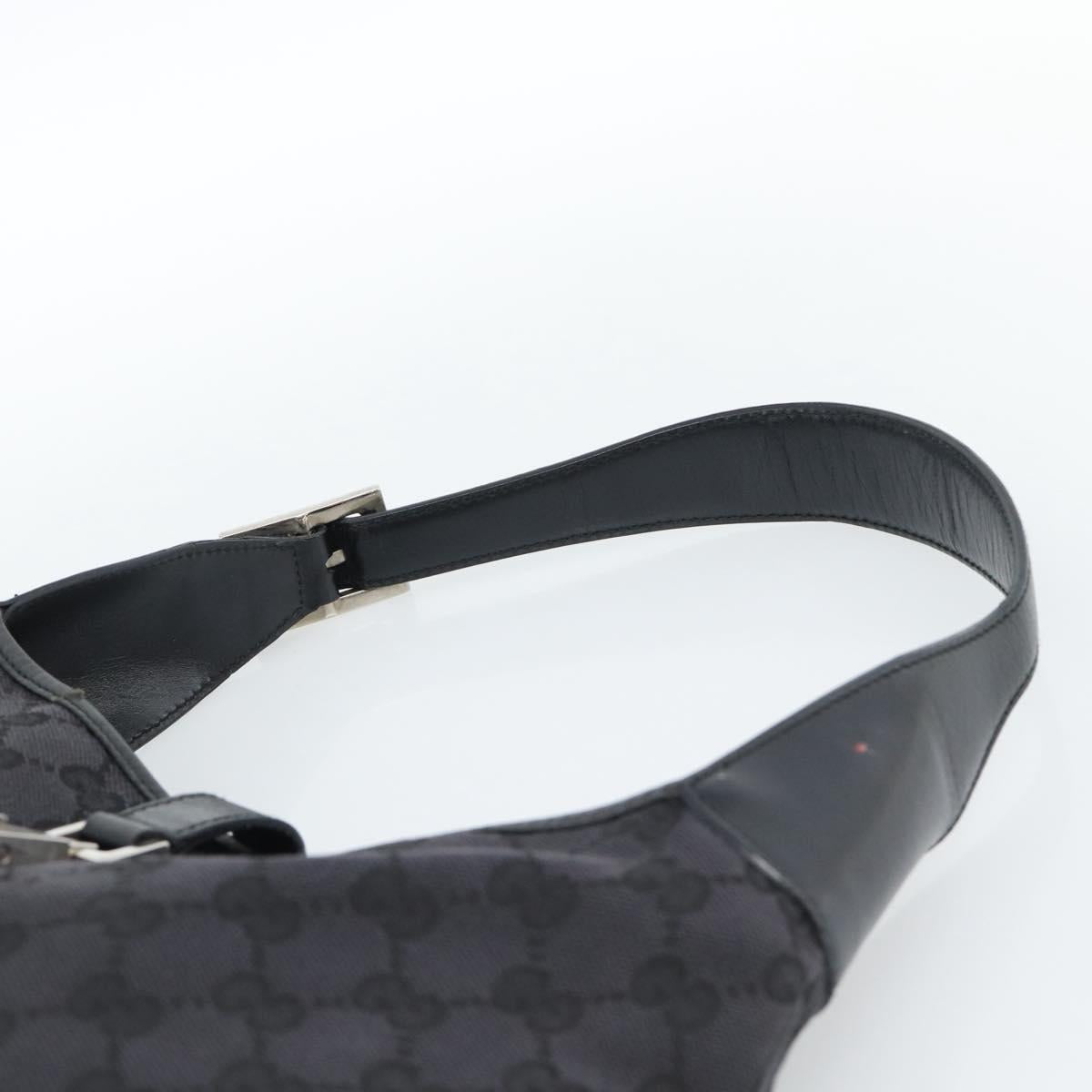 GUCCI GG Canvas Jackie Shoulder Bag Black Silver 001 3306 Auth 185100