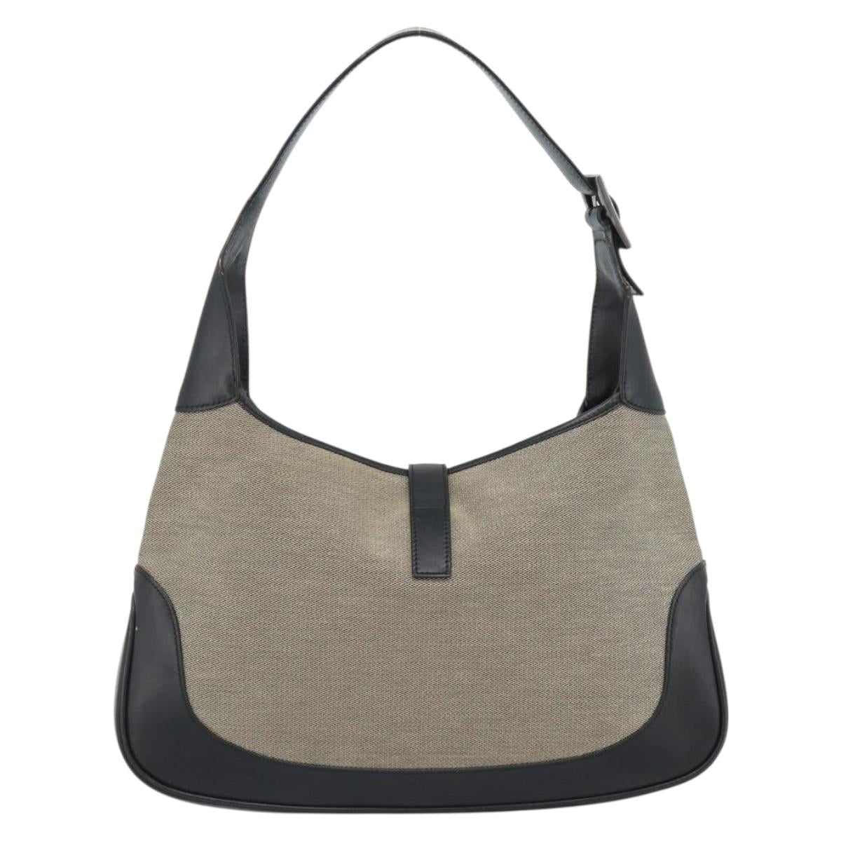 GUCCI Jackie Shoulder Bag Canvas Beige Silver 00963 Auth 185102V