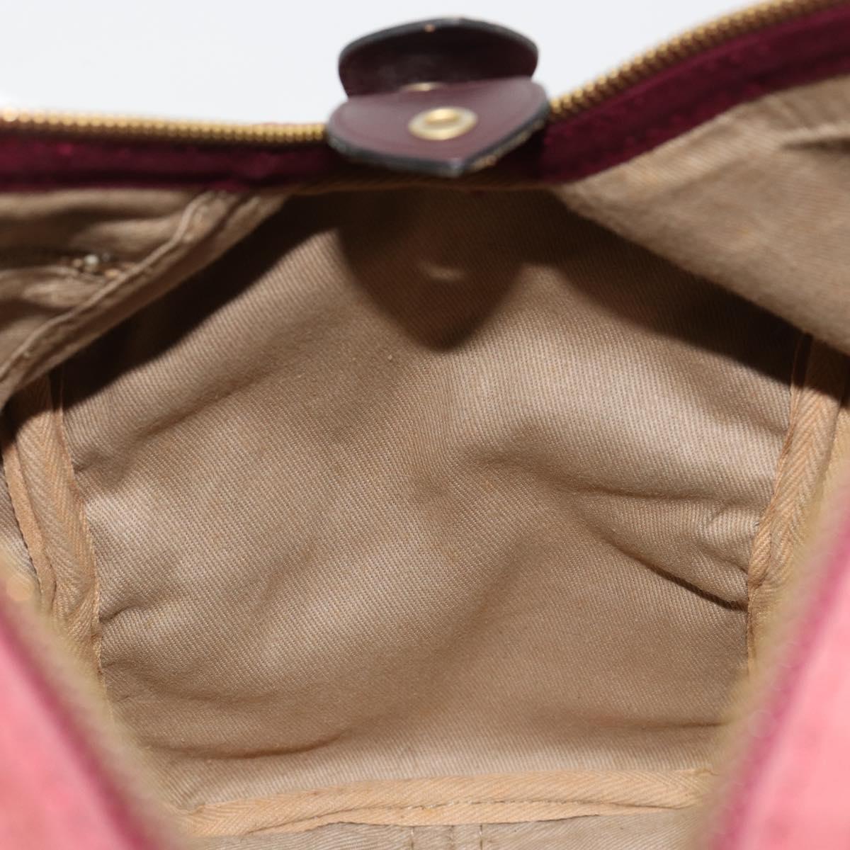 Christian Dior Trotter Canvas Boston Bag Suede Red Gold Auth 185105
