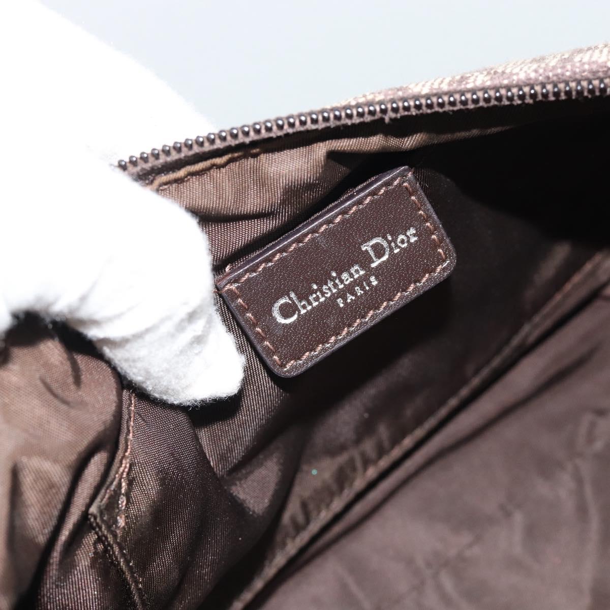 Christian Dior Trotter Canvas Shoulder Bag Brown Silver Auth 185106V