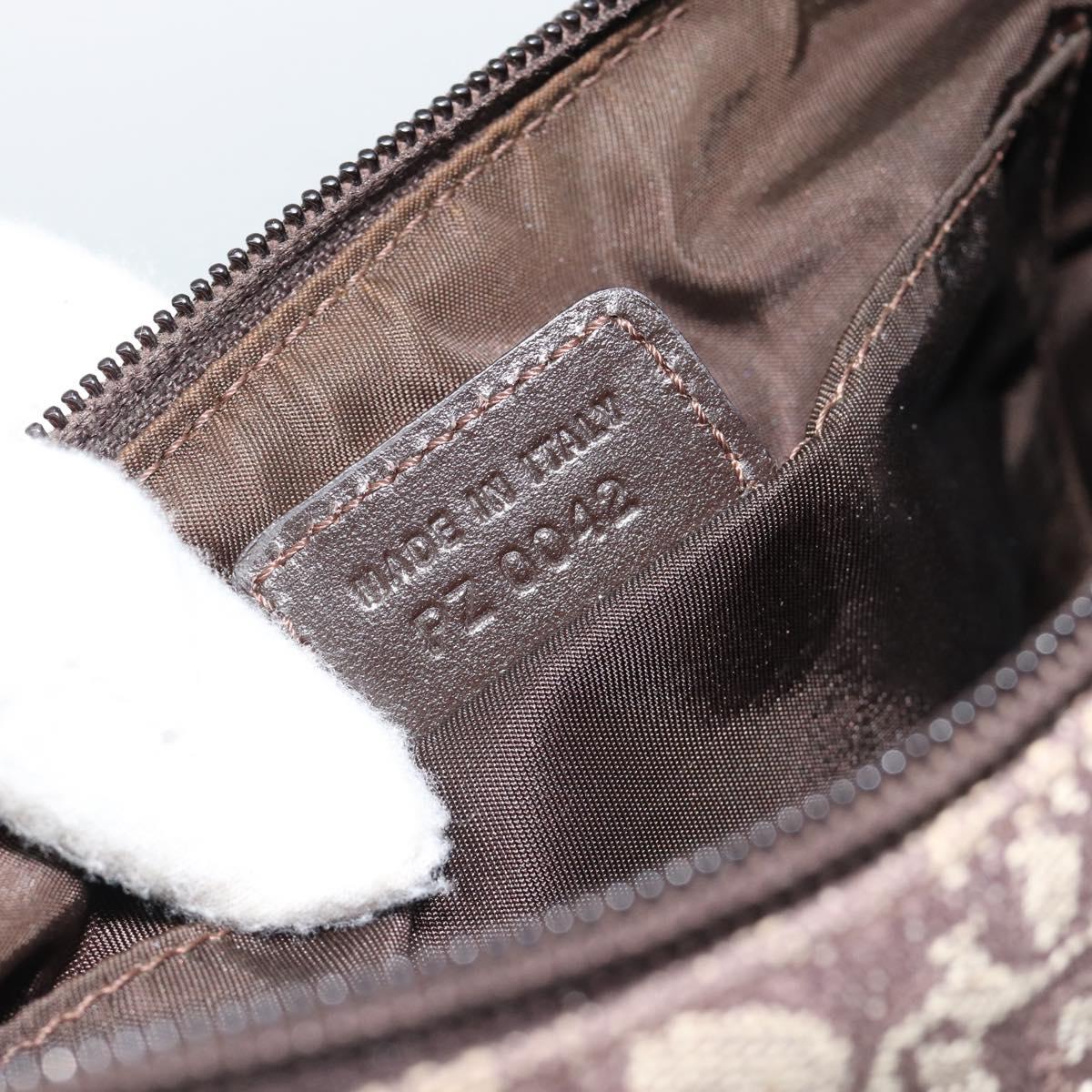 Christian Dior Trotter Canvas Shoulder Bag Brown Silver Auth 185106V