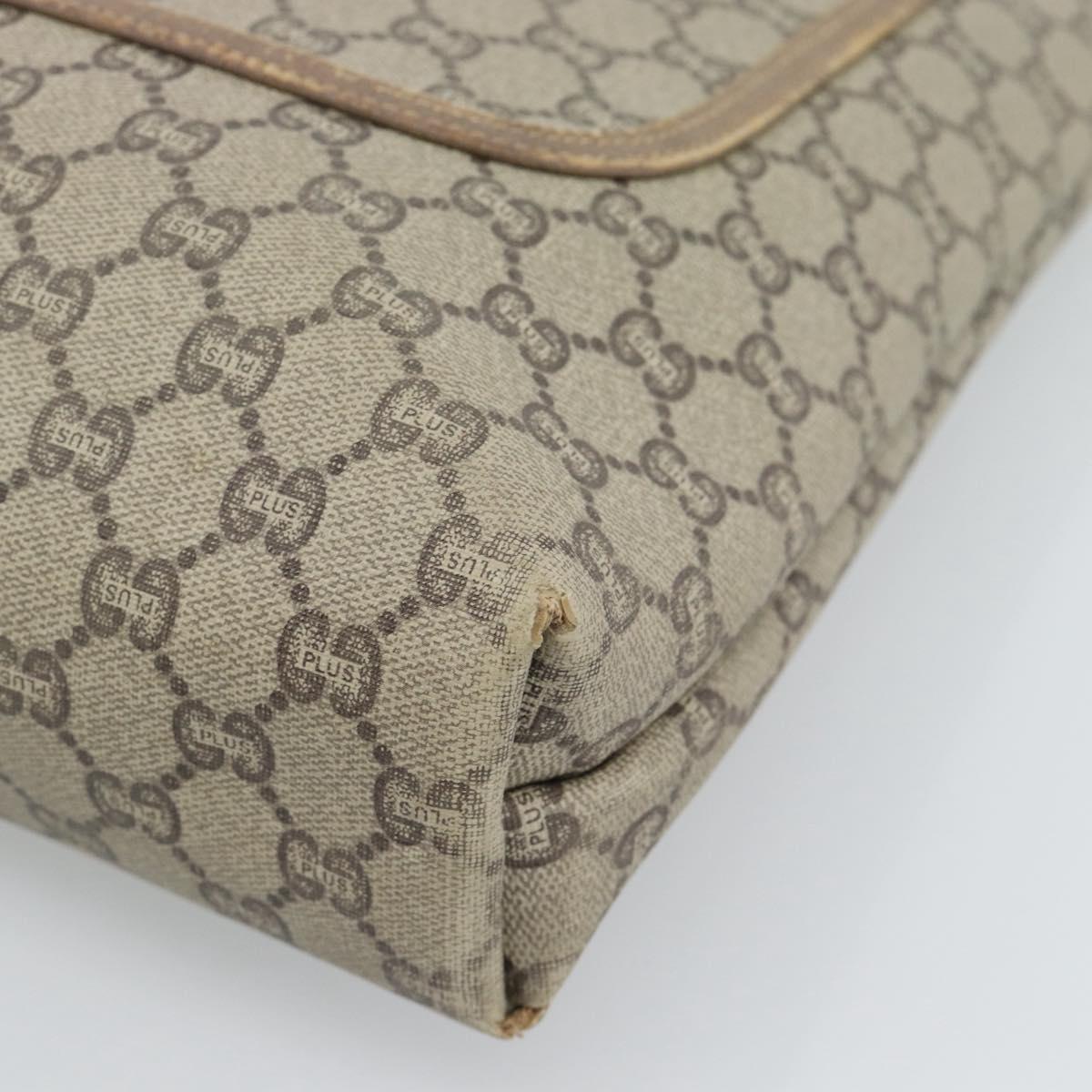 GUCCI GG Plus Supreme Tote Bag PVC Beige Gold Auth 185107