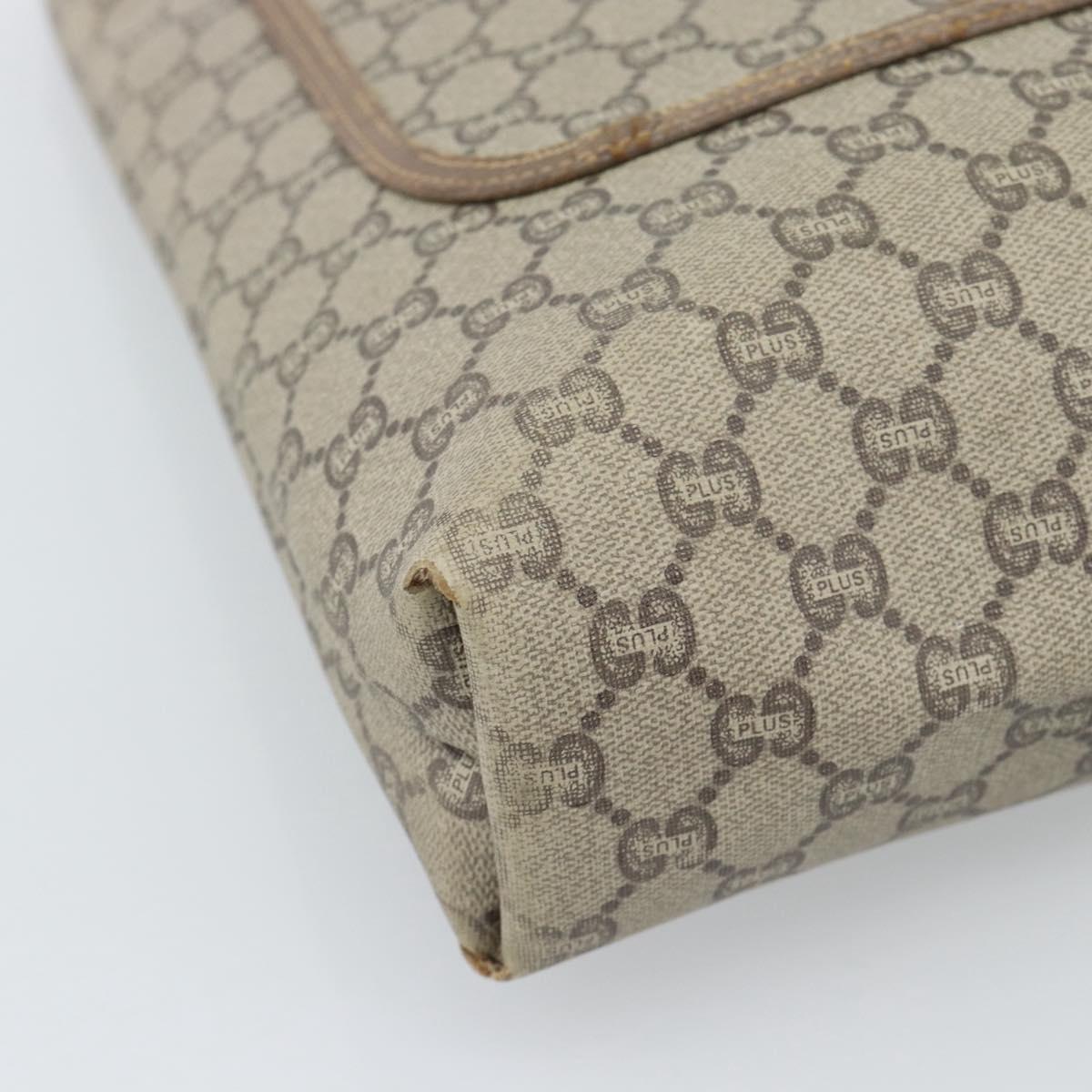 GUCCI GG Plus Supreme Tote Bag PVC Beige Gold Auth 185107
