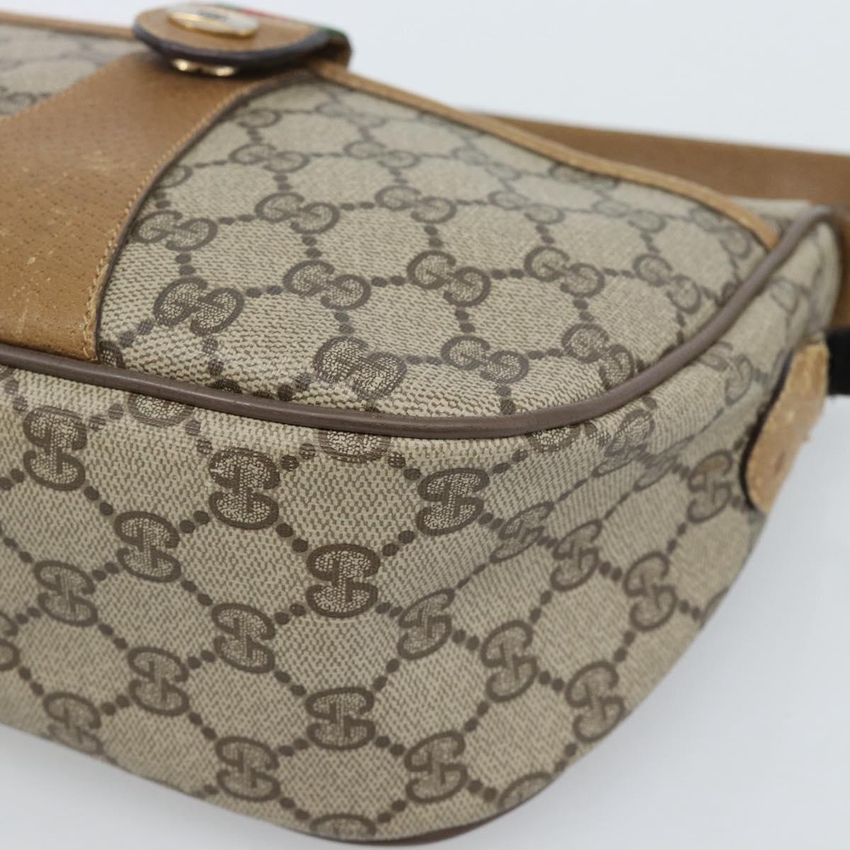 GUCCI GG Supreme Web Sherry Line Bag PVC Beige Gold 89 02 032 Auth 185108