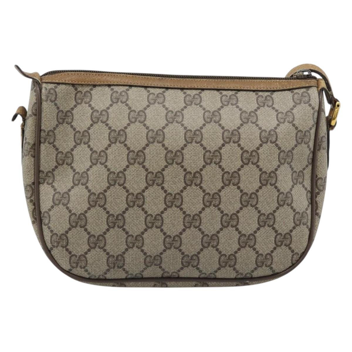 GUCCI GG Supreme Web Sherry Line Bag PVC Beige Gold 89 02 032 Auth 185108