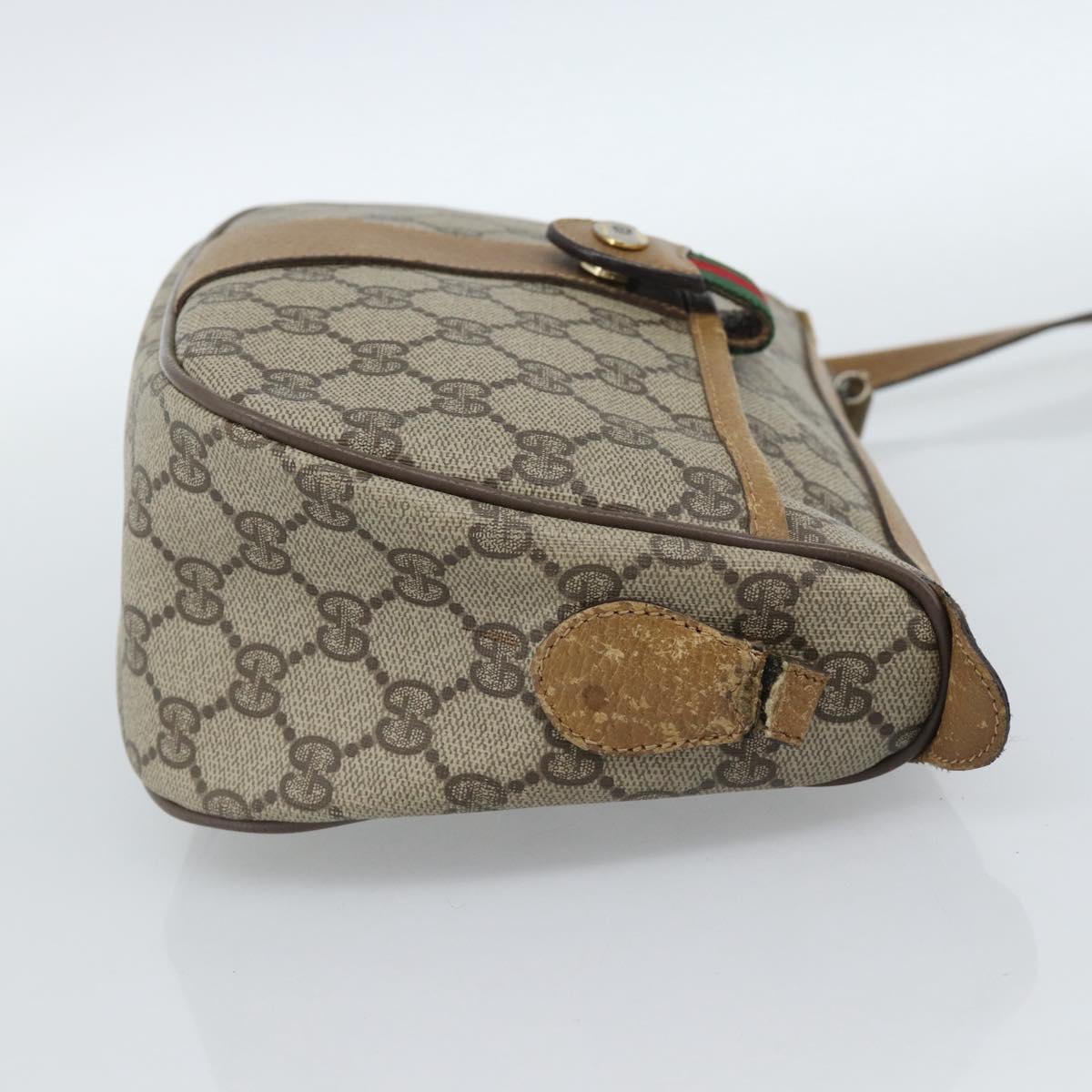 GUCCI GG Supreme Web Sherry Line Bag PVC Beige Gold 89 02 032 Auth 185108