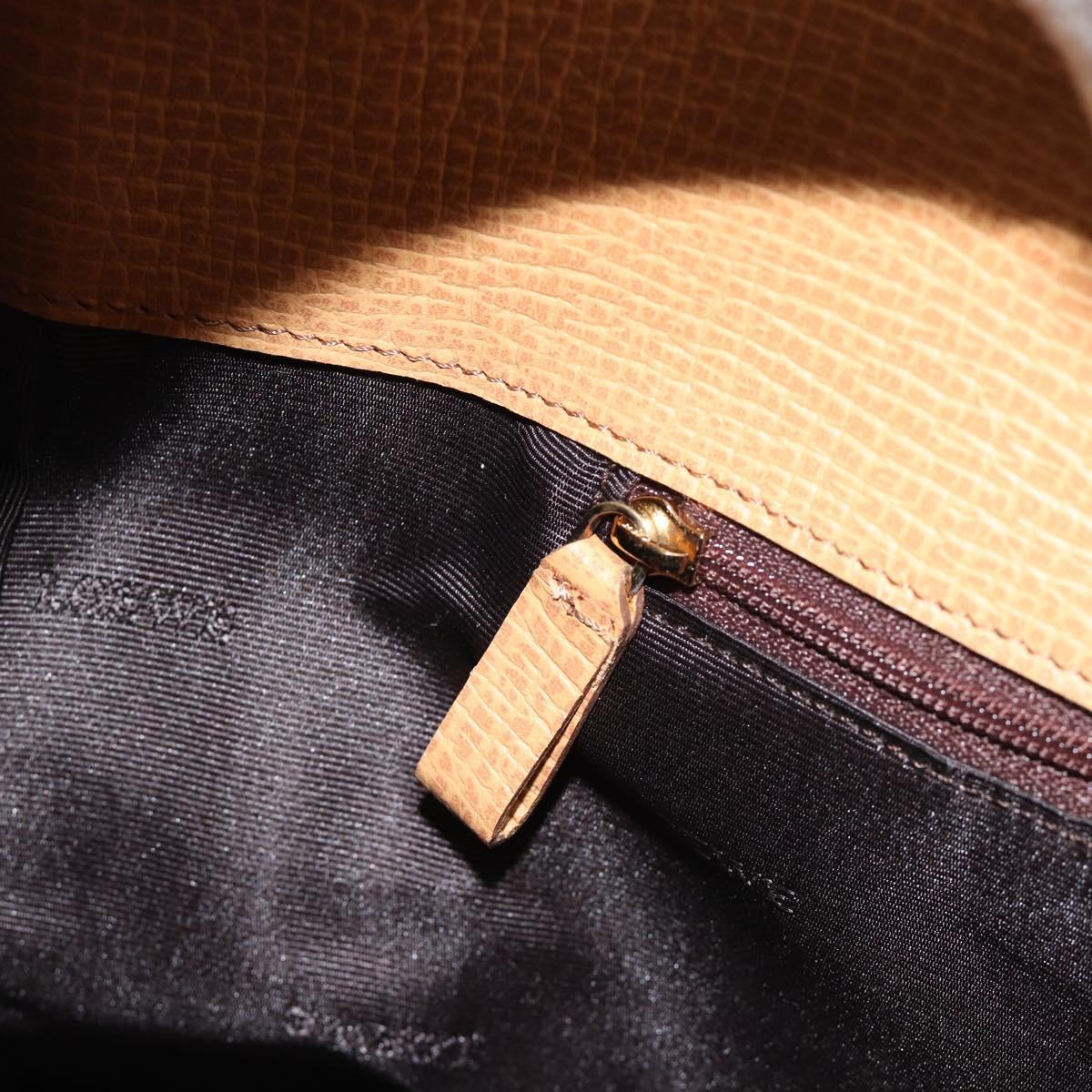 LOEWE Shoulder Bag Leather Beige Gold Auth 185109V