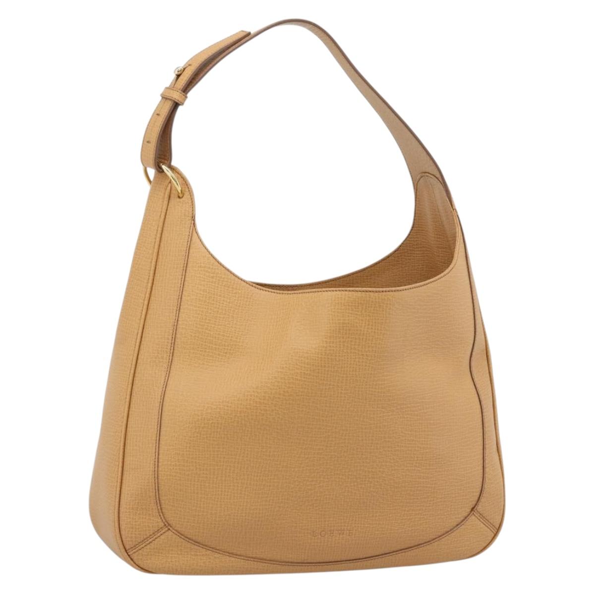 LOEWE Shoulder Bag Leather Beige Gold Auth 185109V