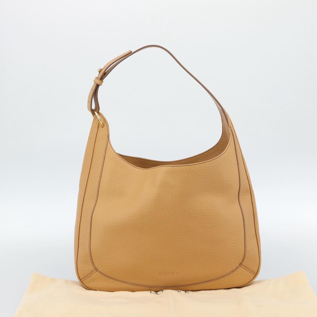 LOEWE Shoulder Bag Leather Beige Gold Auth 185109V