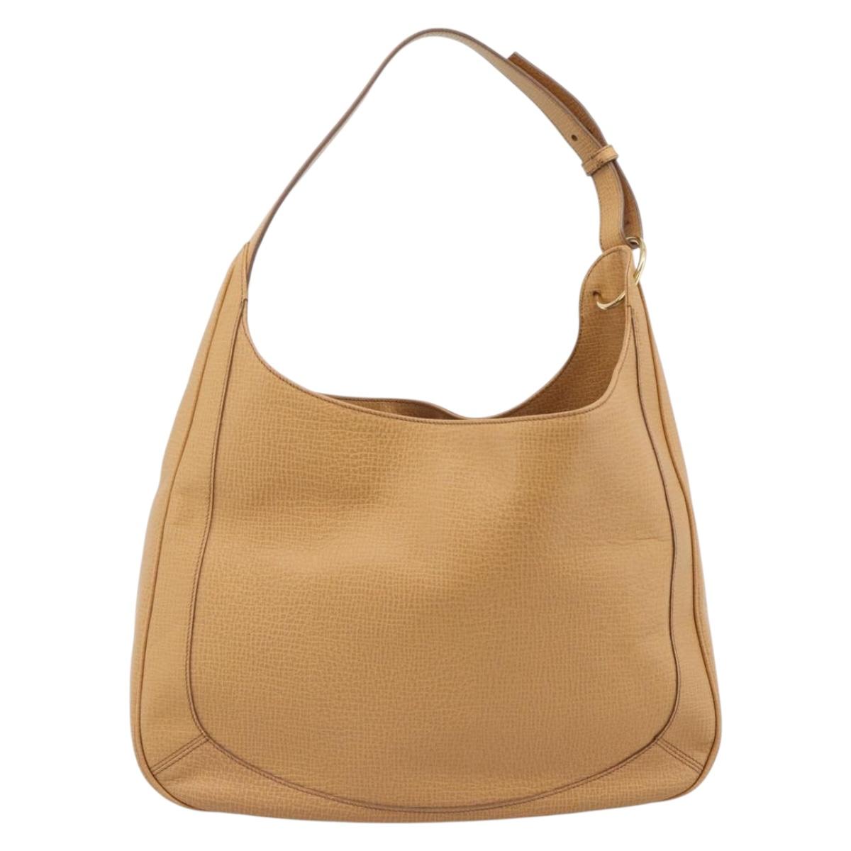 LOEWE Shoulder Bag Leather Beige Gold Auth 185109V