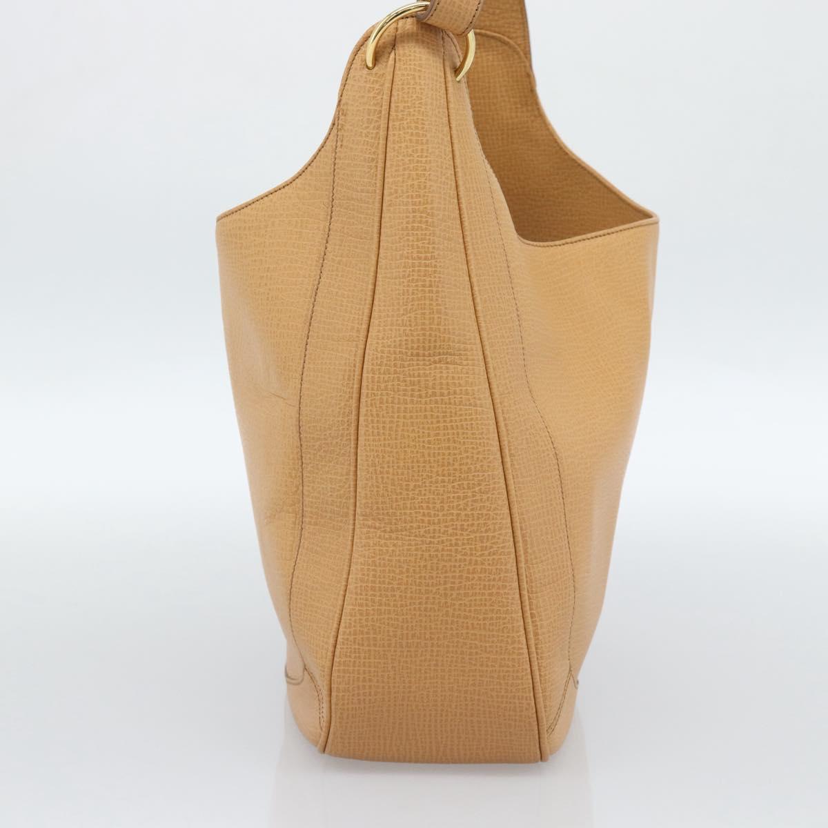 LOEWE Shoulder Bag Leather Beige Gold Auth 185109V