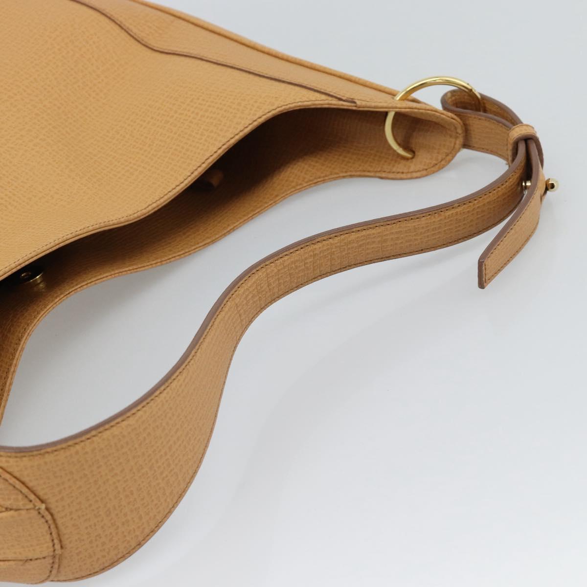LOEWE Shoulder Bag Leather Beige Gold Auth 185109V