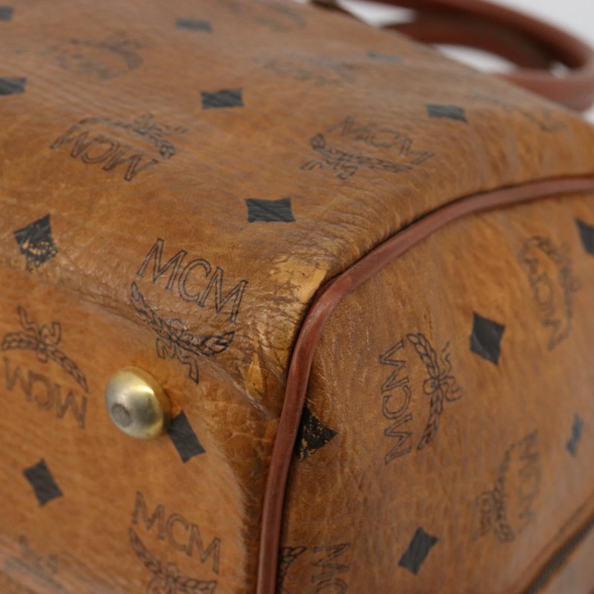 MCM Vicetos Logogram Hand Bag PVC Leather Brown Gold Auth 185111