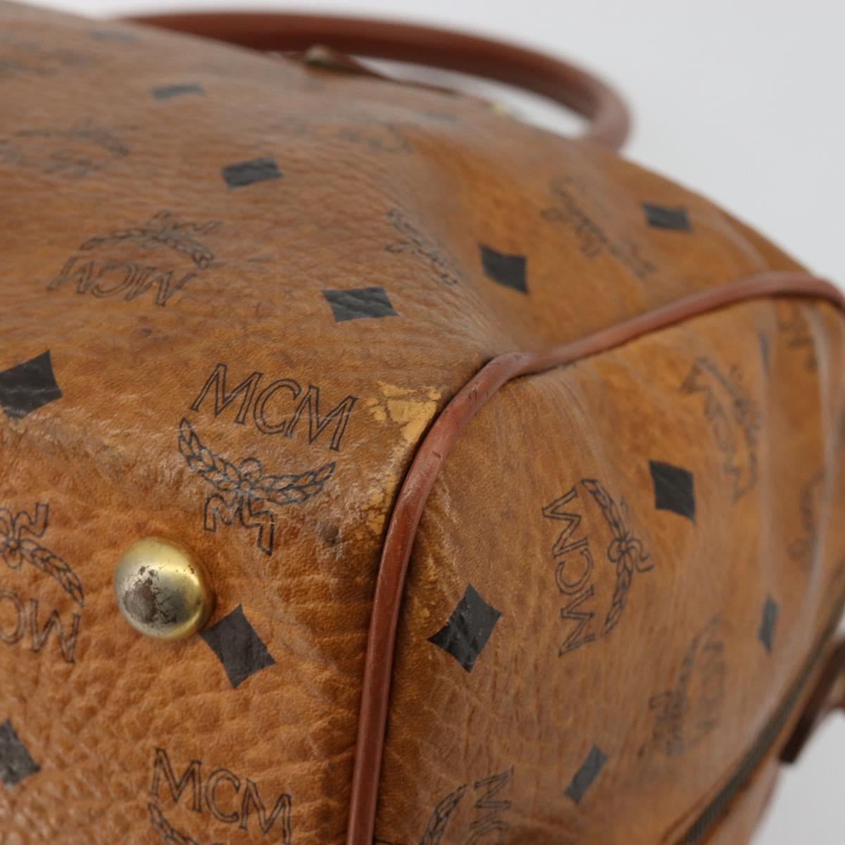 MCM Vicetos Logogram Hand Bag PVC Leather Brown Gold Auth 185111