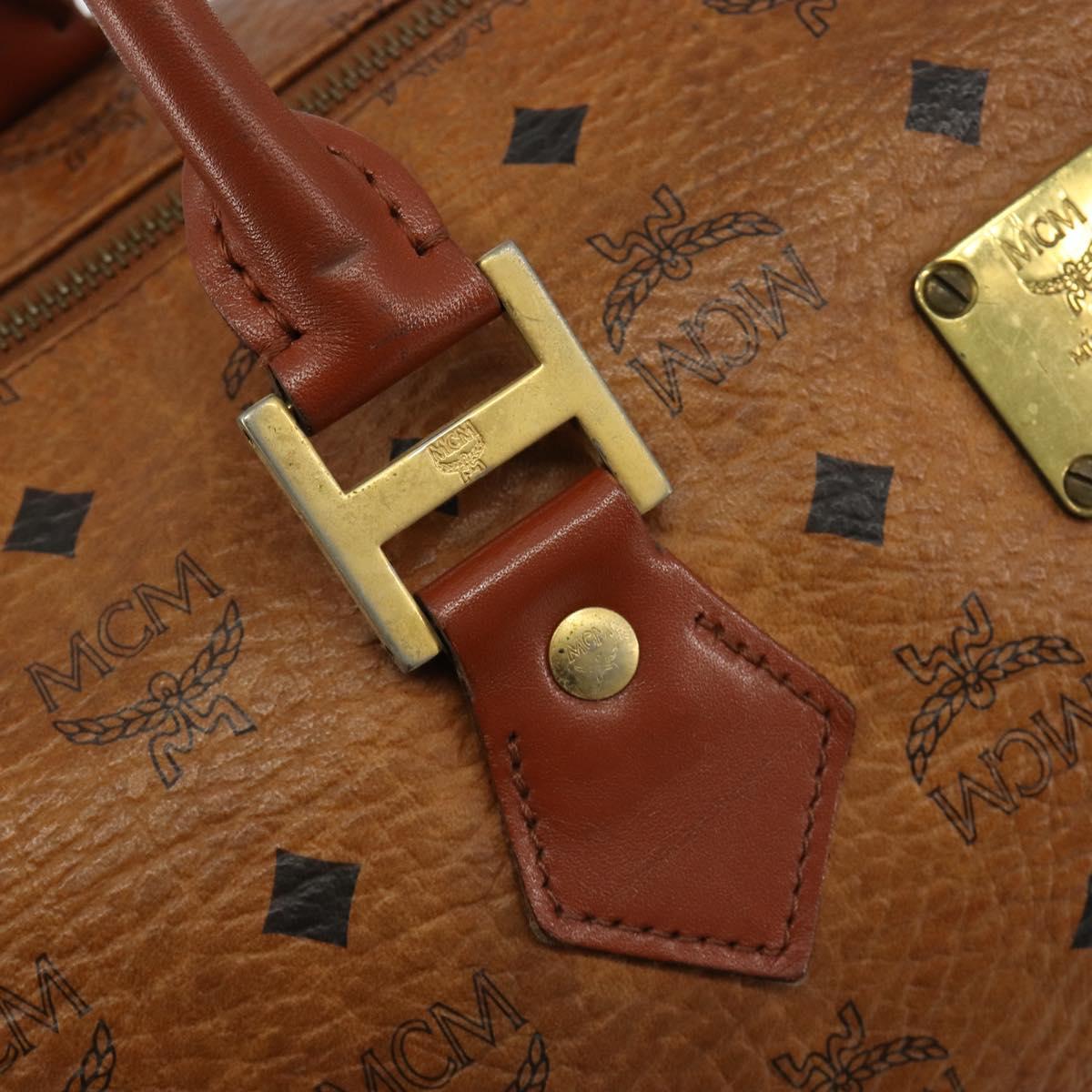 MCM Vicetos Logogram Hand Bag PVC Leather Brown Gold Auth 185111