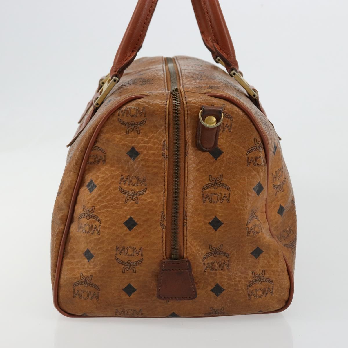 MCM Vicetos Logogram Hand Bag PVC Leather Brown Gold Auth 185111
