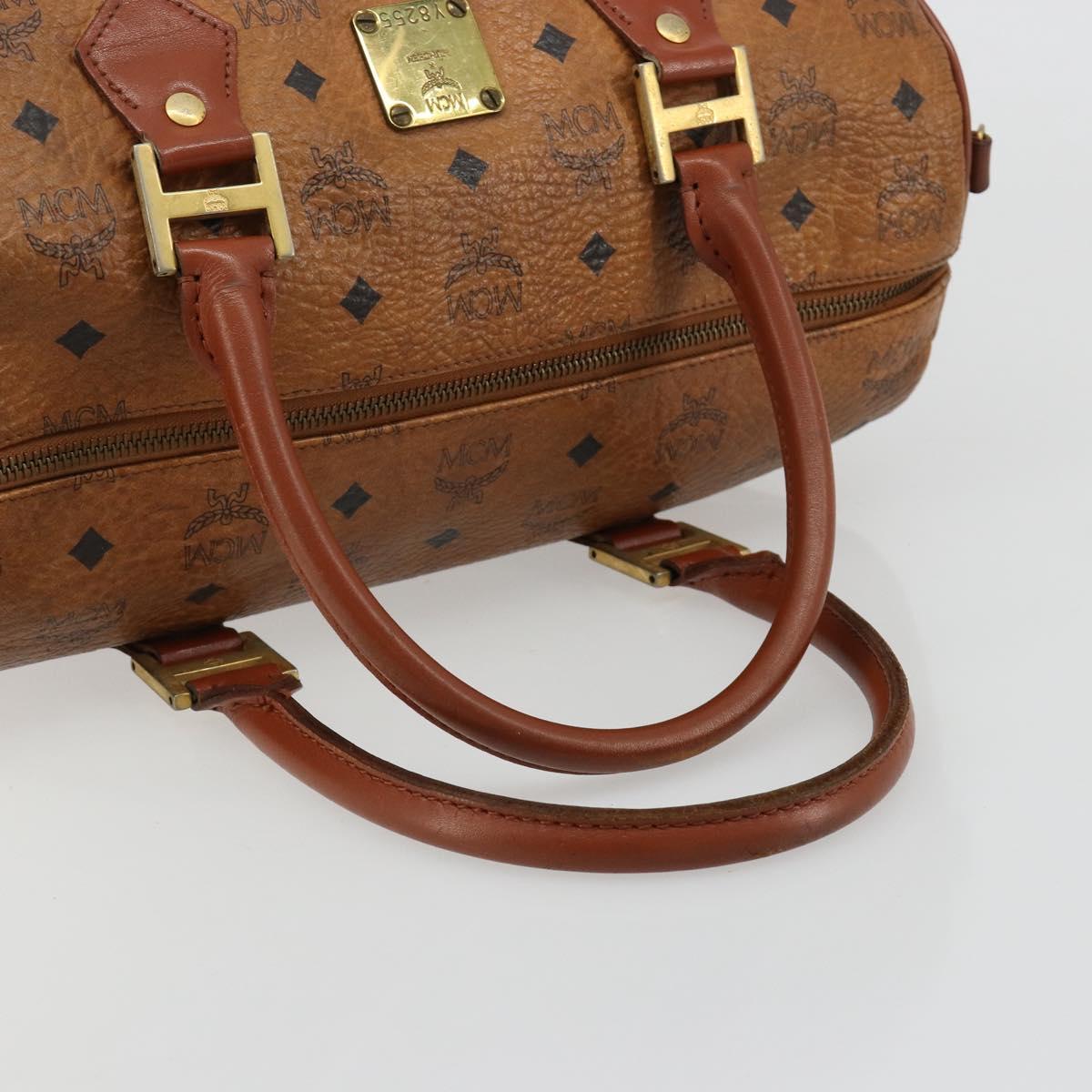 MCM Vicetos Logogram Hand Bag PVC Leather Brown Gold Auth 185111