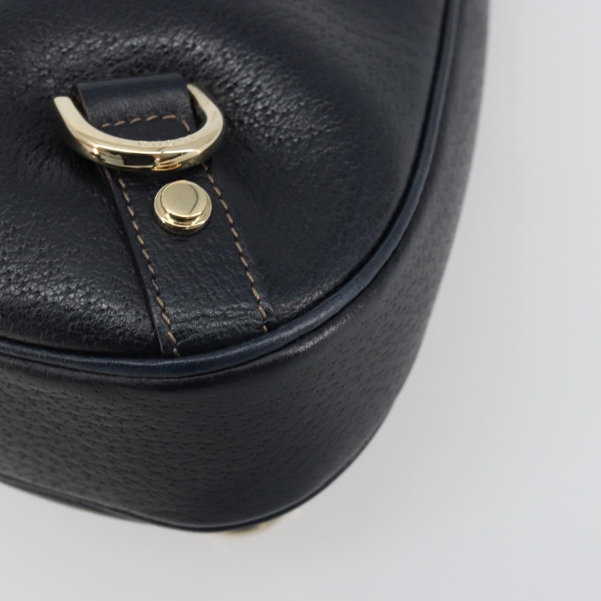 GUCCI Abbey Shoulder Bag Leather Navy Gold 130738 Auth 185114V