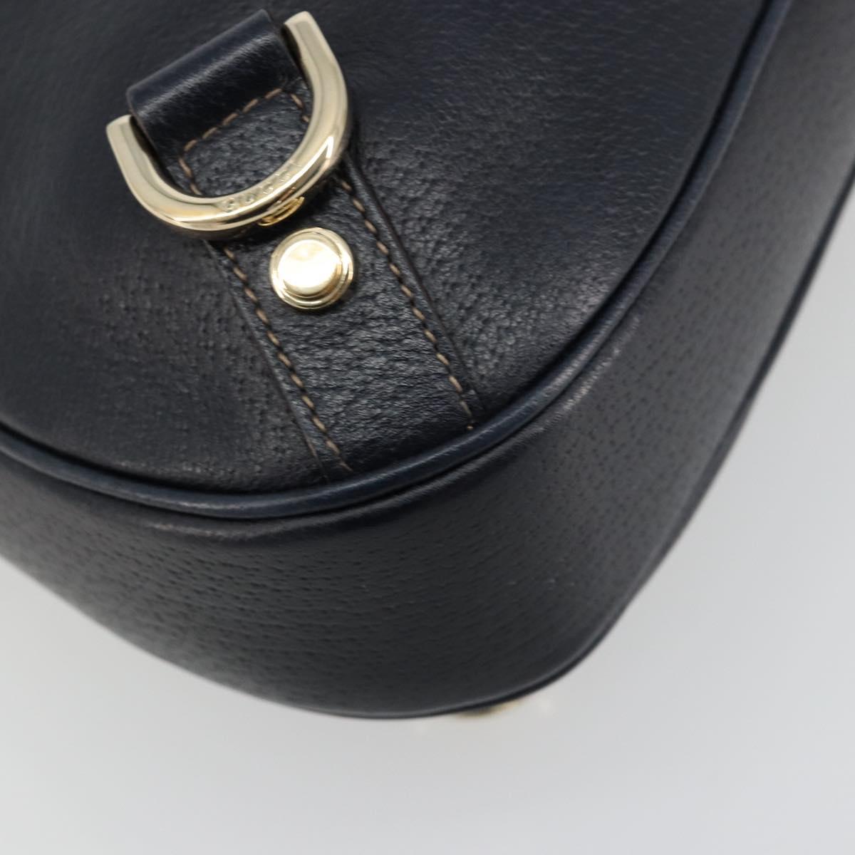 GUCCI Abbey Shoulder Bag Leather Navy Gold 130738 Auth 185114V