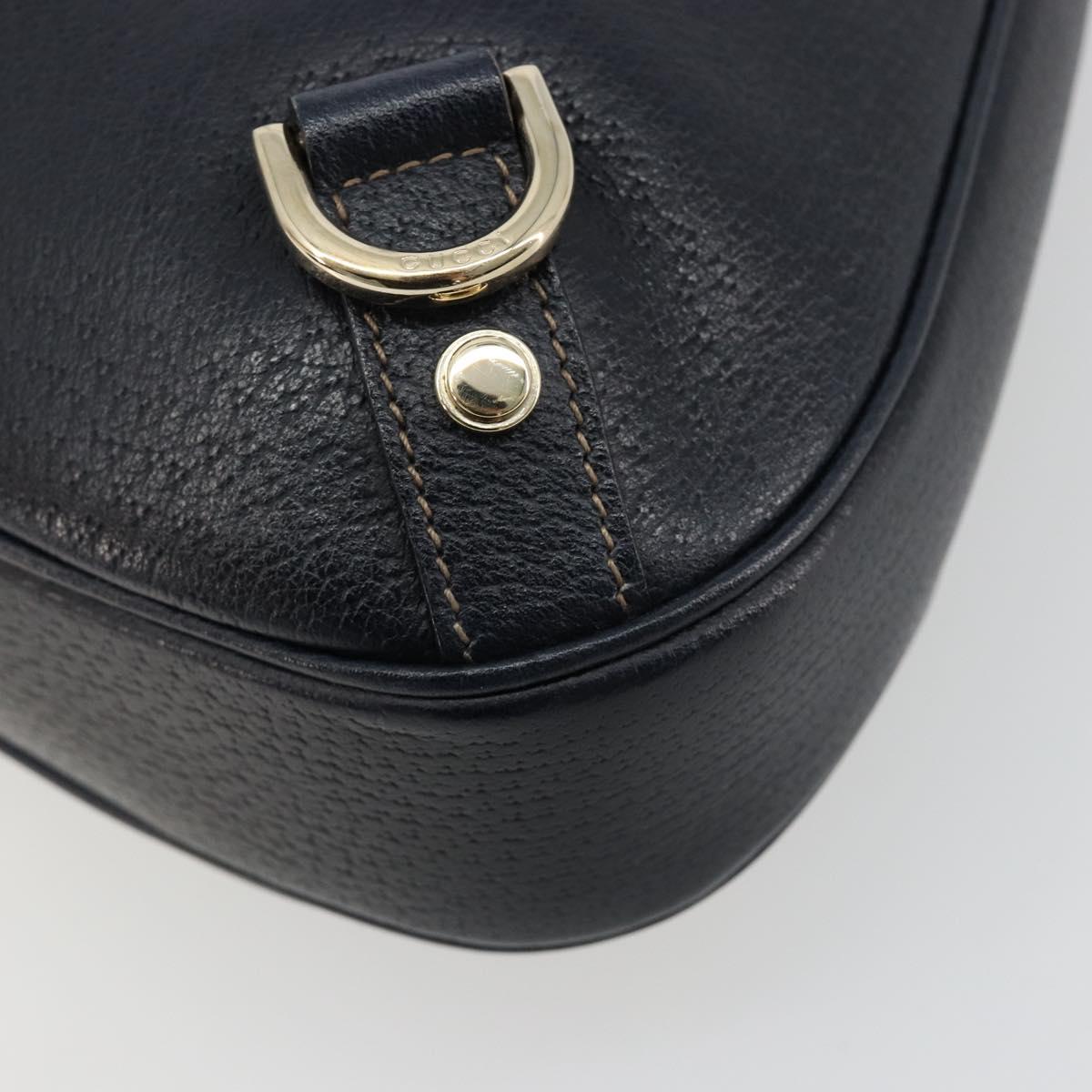 GUCCI Abbey Shoulder Bag Leather Navy Gold 130738 Auth 185114V