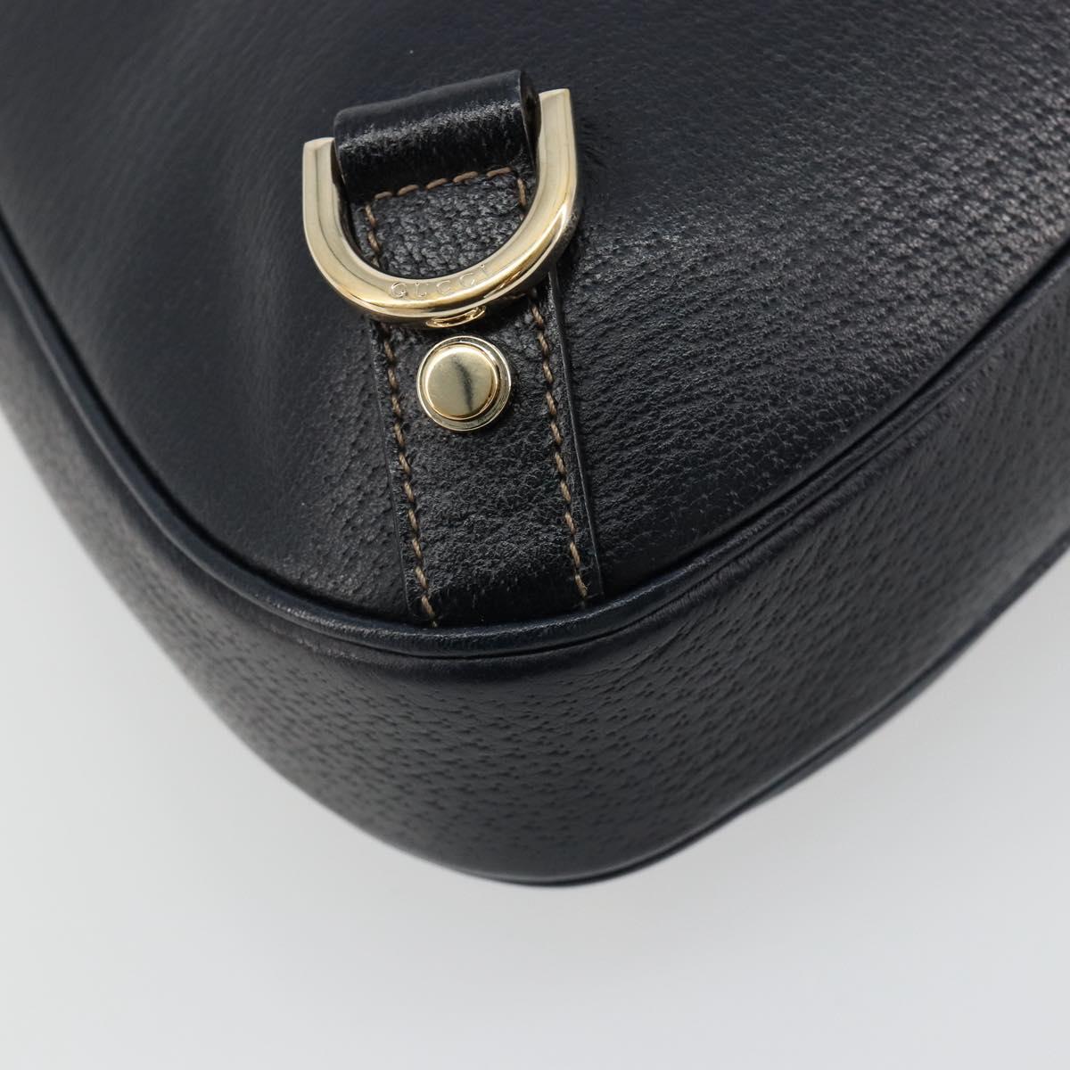 GUCCI Abbey Shoulder Bag Leather Navy Gold 130738 Auth 185114V