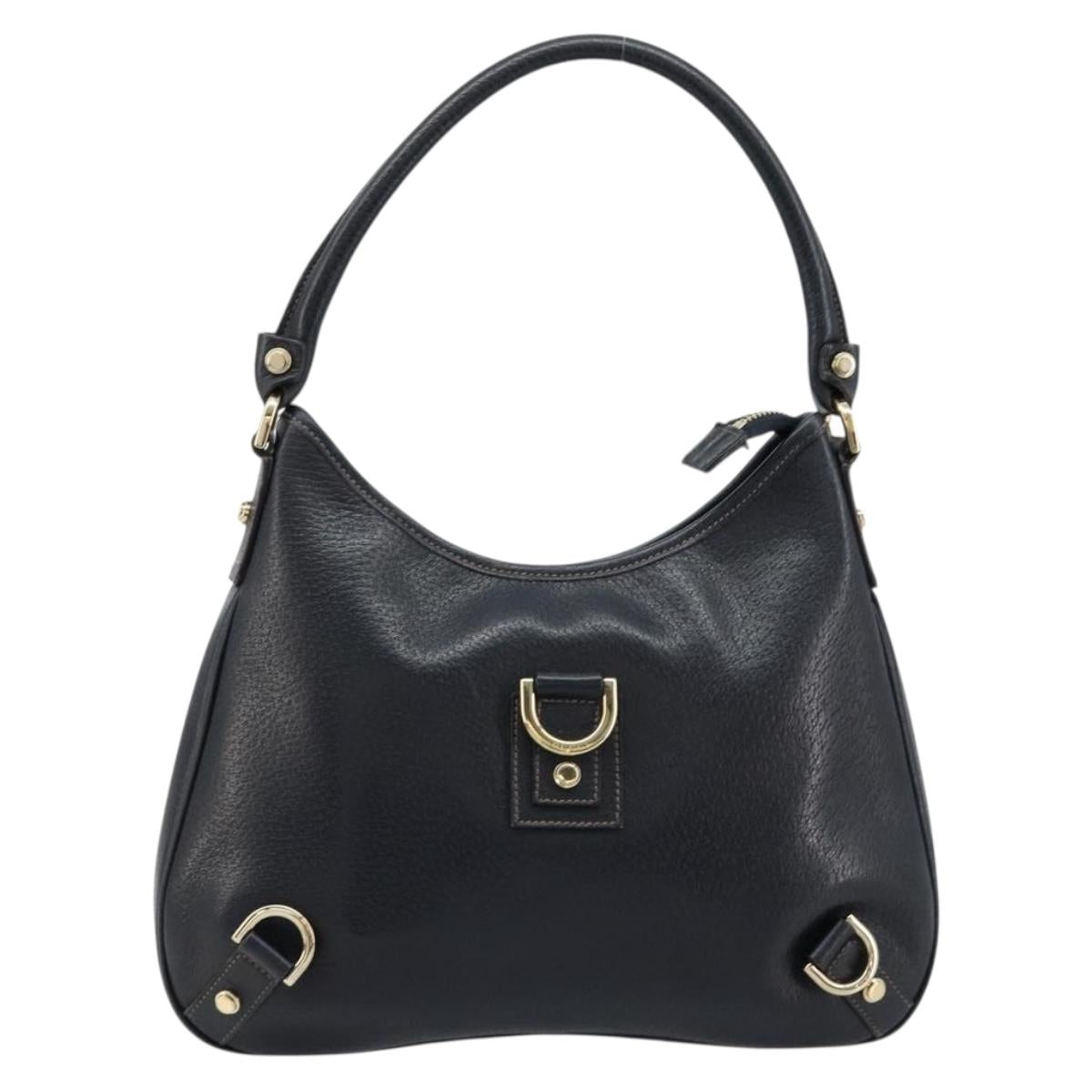 GUCCI Abbey Shoulder Bag Leather Navy Gold 130738 Auth 185114V