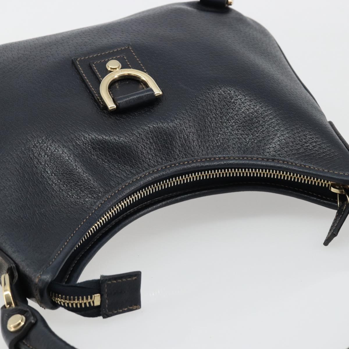 GUCCI Abbey Shoulder Bag Leather Navy Gold 130738 Auth 185114V