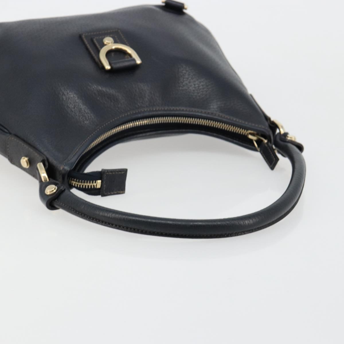 GUCCI Abbey Shoulder Bag Leather Navy Gold 130738 Auth 185114V