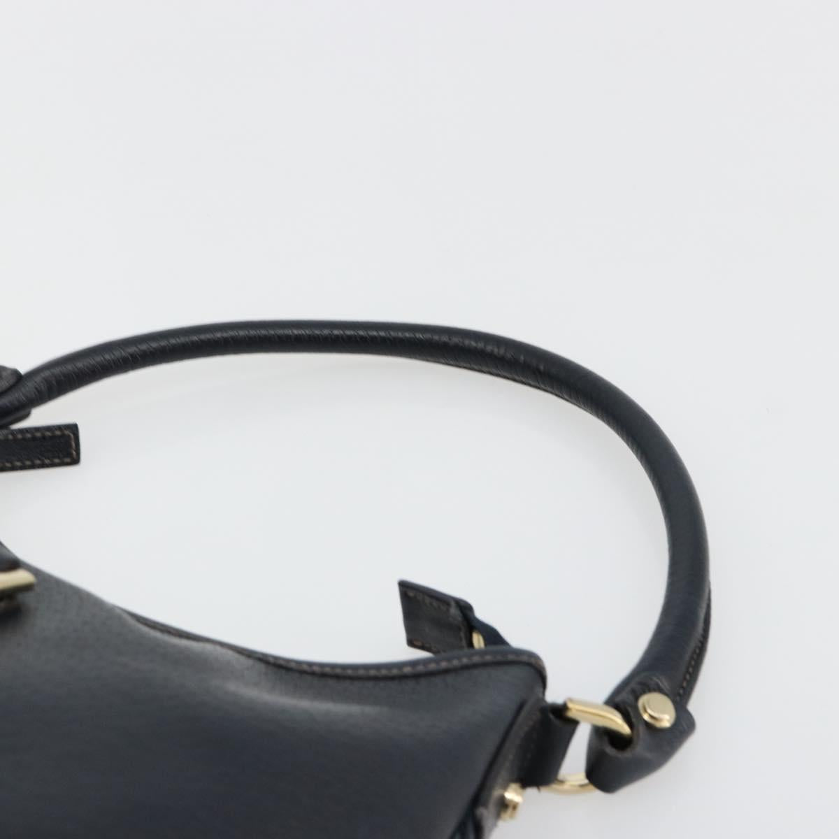 GUCCI Abbey Shoulder Bag Leather Navy Gold 130738 Auth 185114V