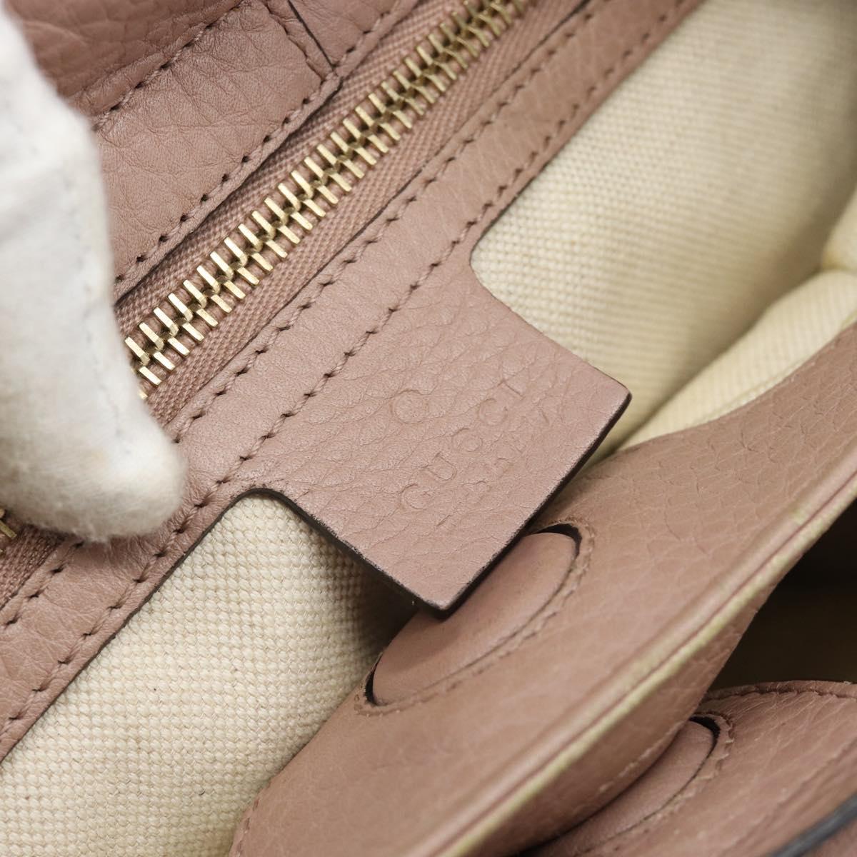 GUCCI Bamboo Hand Bag Leather Beige Gold 336032 Auth 185115A